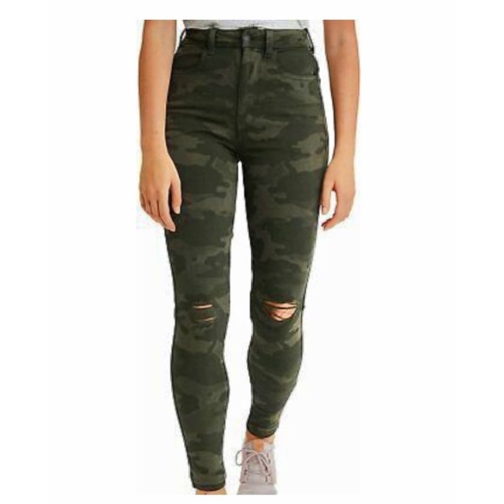 🔆 AMERICAN EAGLE WOMEN PLUS SIZE 22 CAMO CURVY SUPER HI-RISE STRETCH JEGGINGS